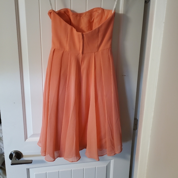 Strapless Coral chiffon dress in sz 0 (fits more like sz 2) from David's Bridal - Picture 2 of 4